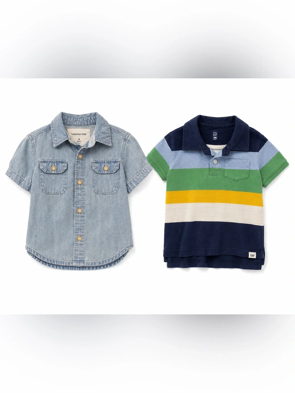 Baby Gap Toddler Boys 2 Piece Shirt Bundle Chambray Polo Stripes 3 Years 3T